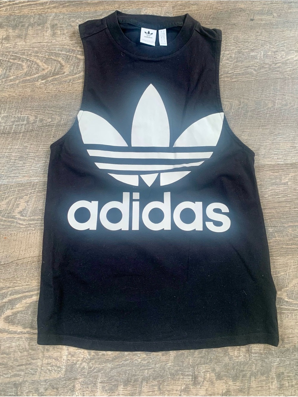 adidas Black Tank Top with White Trefoil Logo